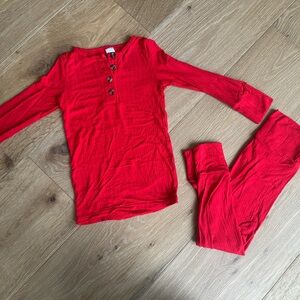 Lou Lou & Company Red Ribbed Pajama Set